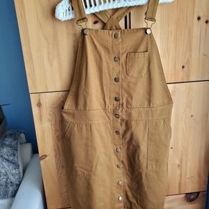 Cklass Brown Twill Button Front Jumper Dress size XL